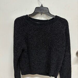 Altar'd State Black Crew Neck Sweater Ribbed Knit